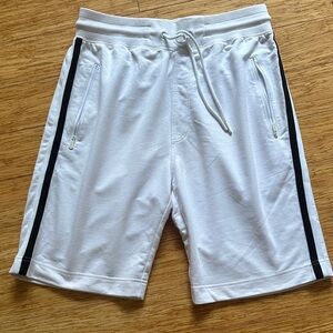 Men's casual  Shorts in White with Black Stripes